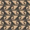 Vector damask seamless retro pattern background spiral vortex curve wave cross sawtooth frame line. Elegant luxury brown tone