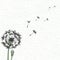 Vector Dandelion, hand drawing. Flying blow dandelion buds black outdoor decoration on a background speckled