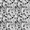 Vector dandelion leaves seamless pattern. Black and white foliage texture background