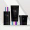 Vector Dark or Black Holographic Skincare or Beauty Cosmetics Make-up Packaging Set