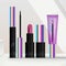 Vector Dark or Black Holographic Skincare or Beauty Cosmetics Make-up Packaging Set