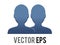 Vector dark blue silhouette heads of two people icon, represent users