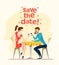 Vector dating couple flat illustration.