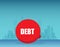 Vector of a debt bubble on a city background