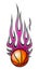 Vector decal illustration of burning basketball ball icon with flames