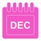 Vector december on monthly calendar pink icon