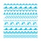 Vector decorative blue sea waves. Water marine symbols set