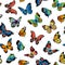 Vector decorative butterflies pattern or background illustration