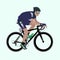 Vector Deep-Blue Green racing cyclist illustration