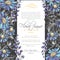 Vector delicate gothic invitation with black and blue chamomile and bluebells for wedding, marriage, bridal, birthday