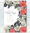 Vector delicate gothic invitation with black and white chamomile and hibiscus for wedding, marriage, bridal, birthday