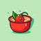 Vector of a delicious bowl of tomato soup with a fresh tomato garnish