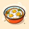 Vector of a delicious breakfast bowl with three perfectly fried eggs