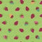 Vector delicious green red pink yellow strawberry cupcake seamless pattern