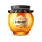 Vector delicious honey ad glass jar with lid