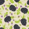 Vector delicious purple green blackberry seamless pattern