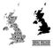 Vector Demographics Mosaic Map of United Kingdom and Solid Map