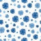 Vector Denim Blue Textured Dots Circles Seamless Pattern Background. Perfect for nursery, birthday, circus or winter