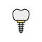 Vector dental implant, tooth crown flat color line icon.