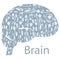Vector depicting abstract brain inside which there is different enlarged neurons.