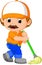 Vector design cartoon drawing of a child with a job profession