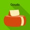 Vector design of cheese and gouda logo. Graphic of cheese and block stock symbol for web.