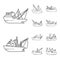 Vector design of commercial and vessel icon. Set of commercial and speedboat stock vector illustration.
