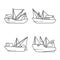 Vector design of commercial and vessel logo. Collection of commercial and speedboat vector icon for stock.