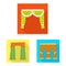 Vector design of curtains and drapes icon. Set of curtains and blinds stock symbol for web.