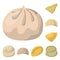Vector design of dumplings and food  logo. Collection of dumplings and stuffed stock symbol for web.