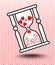 Vector design element - hourglass with hearts and shadow