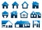 Vector design home blue colour to logo or sticker