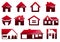 Vector design home red colour to logo or sticker