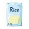 Vector design of packet and rice sign. Collection of packet and white stock symbol for web.
