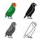 Vector design of parrot and green symbol. Collection of parrot and brazilian stock vector illustration.