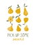 Vector design with pears isolated on the white background and lettering - Pick up some pearsit card or print for t-