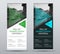Vector design of roll-up banners with transparent green and blue