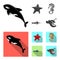 Vector design of sea and animal icon. Set of sea and marine vector icon for stock.