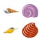 Vector design of seashell and mollusk logo. Collection of seashell and seafood stock symbol for web.