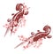 vector design set of violin musical instrument and spring season sakura flowers