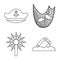 Vector design of treasure and ocean sign. Set of treasure and nautical stock symbol for web.