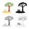 Vector design of tree and tumbleweed logo. Set of tree and western vector icon for stock.