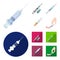 Vector design of vaccine and syringe sign. Set of vaccine and antibiotic vector icon for stock.
