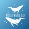 Vector design whale for world whales day sign symbol