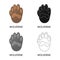 Vector design of wolverine and paw sign. Collection of wolverine and trail stock symbol for web.
