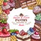 Vector desserts pastry shop sketch poster