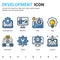 Vector devops icons set with outline color style isolated on white background. Icon IT operation and software development sign