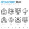 Vector devops icons set with outline style isolated on white background. Vector icon IT operations and software development sign