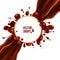 Vector diagonal chocolate flow with round drops splash and circle banner