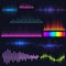 Vector digital music equalizer audio waves design template audio signal visualization illustration.